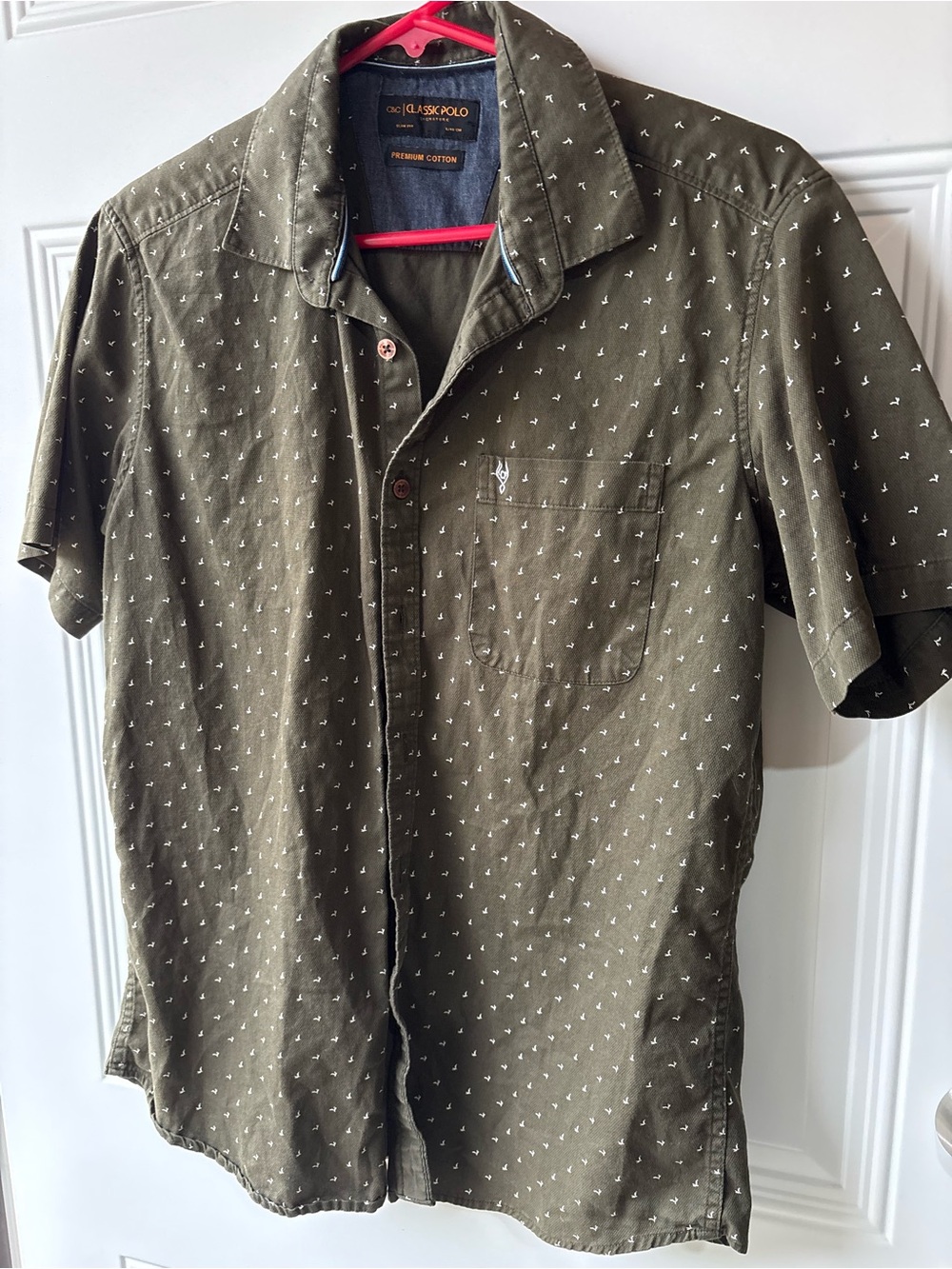 C&C California Olive Green Short-Sleeve Button-Down Shirt